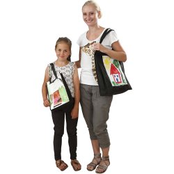 Taske med plastfront, str. 42x34x12 cm, sort, 1 stk.