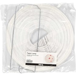 Rispapirlampe, Rund, diam. 20 cm, hvid, 1 stk.