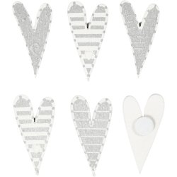 Stickers, aflange hjerter, str. 25x45 mm, 8 stk./ 1 pk.