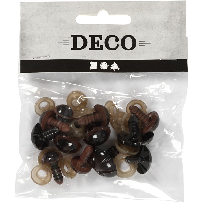 Bamse&oslash;jne og -snuder, diam. 10+12,5+15 mm, str. 15+25 mm, 12 ass./ 1 pk.