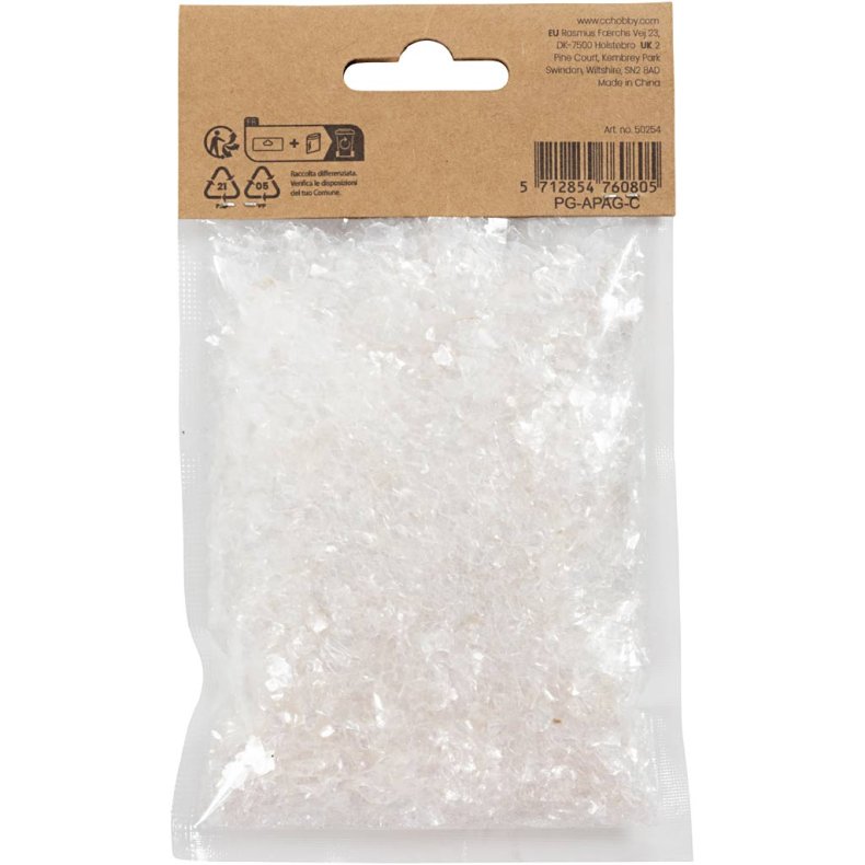 Kunstig sne, hvid glitter, 50 g/ 1 ps.
