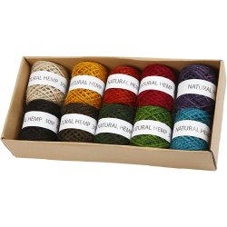 Naturhamp, tykkelse 1-2 mm, ass. farver, 10x30 m/ 1 pk.