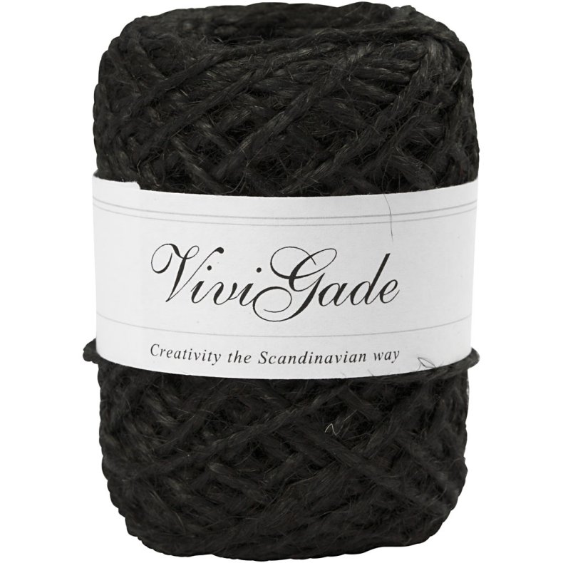 Naturhamp, tykkelse 1-2 mm, sort, 30 m/ 1 rl.