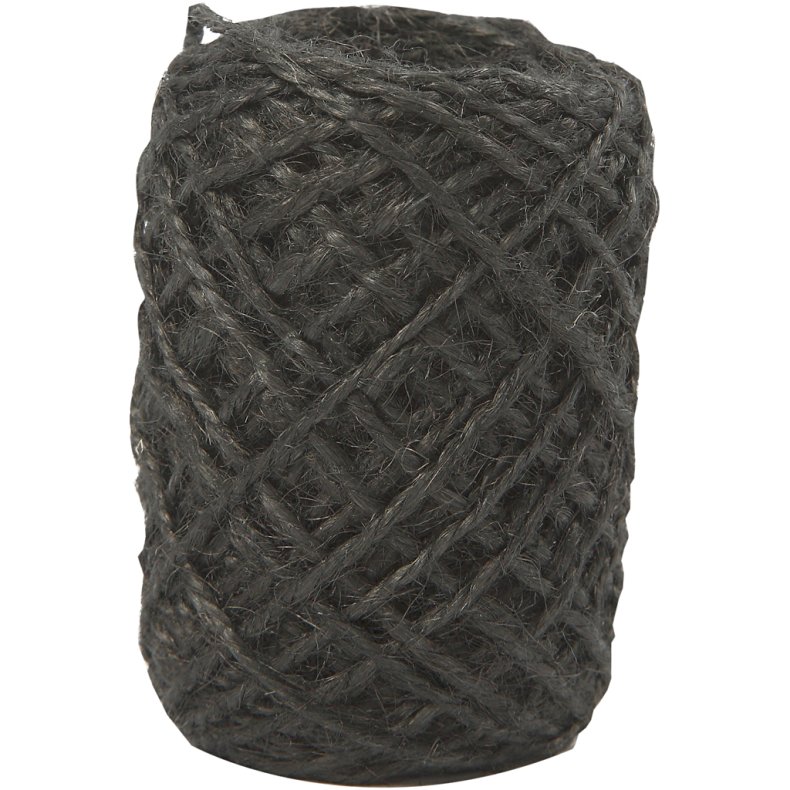 Naturhamp, tykkelse 1-2 mm, sort, 30 m/ 1 rl.