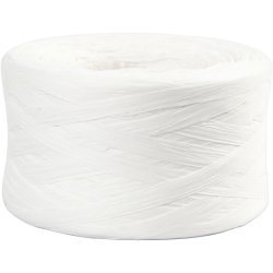 Raffia Papirgarn, B: 7-8 mm, hvid, 100 m/ 1 rl.