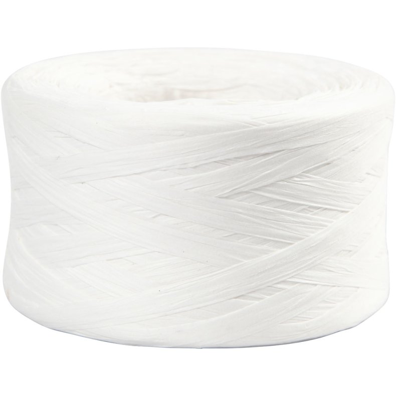 Raffia Papirgarn, B: 7-8 mm, hvid, 100m/ 1 rl.