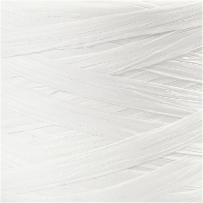 Raffia Papirgarn, B: 7-8 mm, hvid, 100 m/ 1 rl.