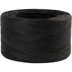 Raffia Papirgarn, B: 7-8 mm, sort, 100 m/ 1 rl.