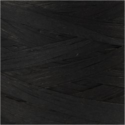 Raffia Papirgarn, B: 7-8 mm, sort, 100 m/ 1 rl.