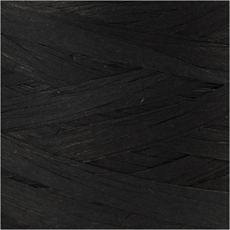 Raffia Papirgarn, B: 7-8 mm, sort, 100 m/ 1 rl.