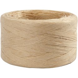 Raffia Papirgarn, B: 7-8 mm, sand, 100 m/ 1 rl.