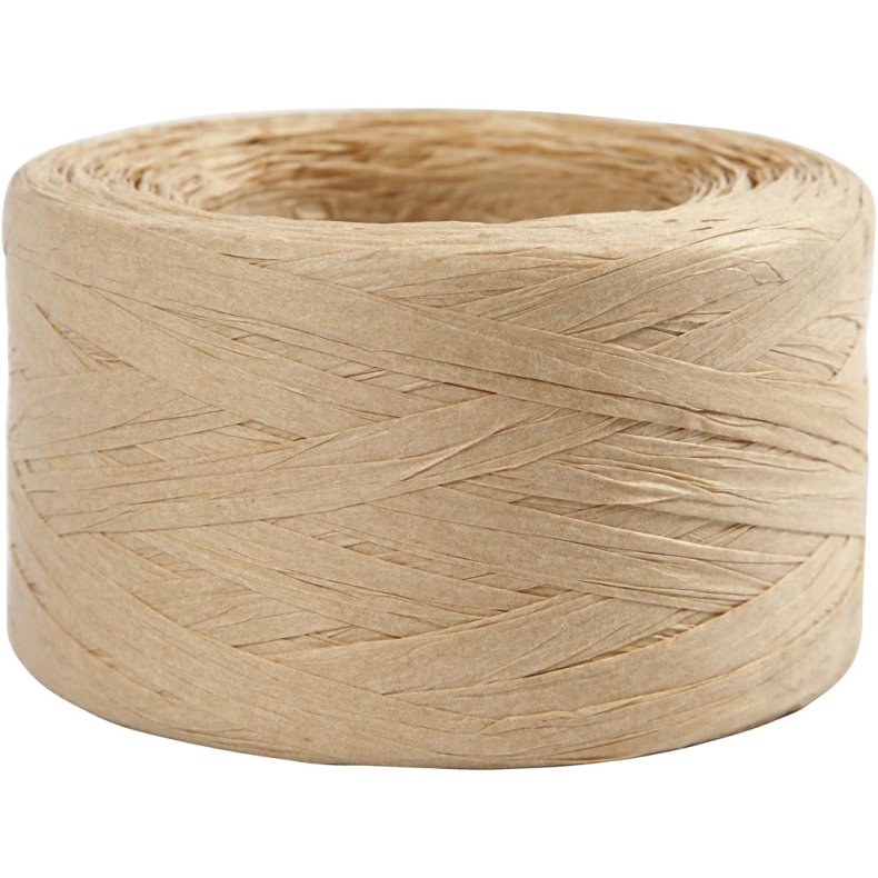 Raffia Papirgarn, B: 7-8 mm, sand, 100m/ 1 rl.