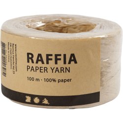 Raffia Papirgarn, B: 7-8 mm, sand, 100 m/ 1 rl.