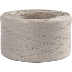 Raffia Papirgarn, B: 7-8 mm, lys gr&aring;, 100 m/ 1 rl.