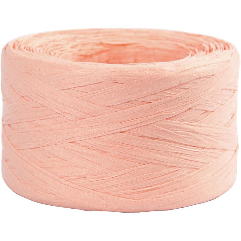 Raffia Papirgarn, B: 7-8 mm, lys rosa, 100m/ 1 rl.