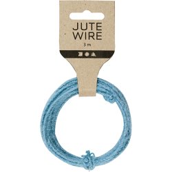 Jute wire, tykkelse 2-4 mm, himmelbl&aring;, 3 m/ 1 pk.