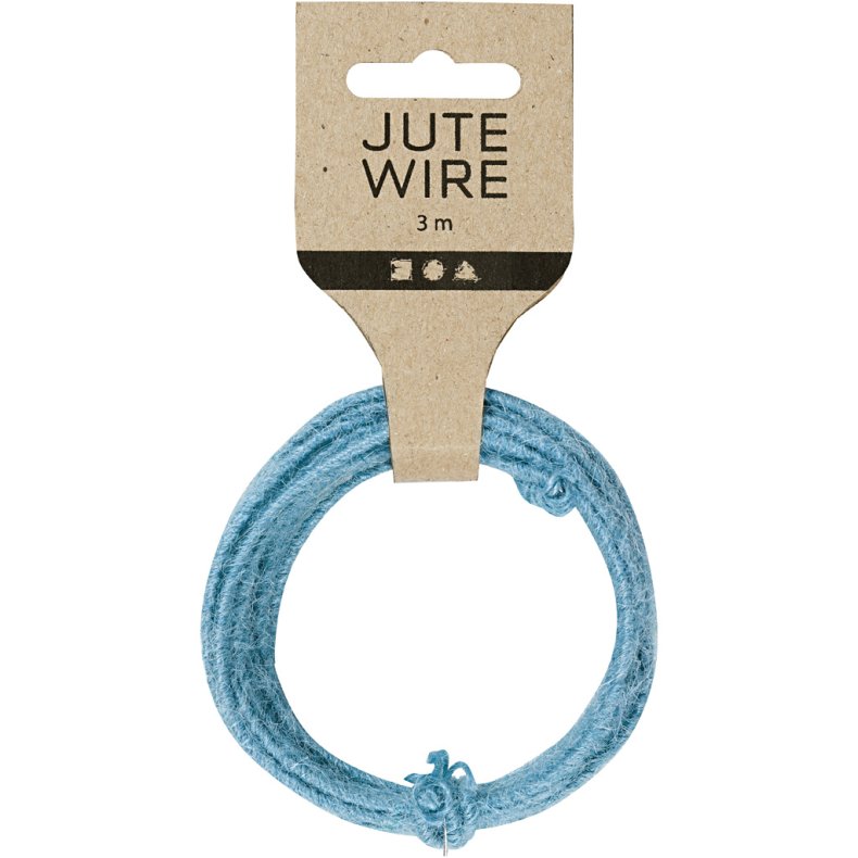 Jute wire, tykkelse 2-4 mm, himmelbl&aring;, 3 m/ 1 pk.