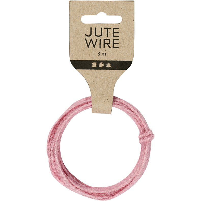 Jute wire, tykkelse 2-4 mm, pink, 3 m/ 1 pk.