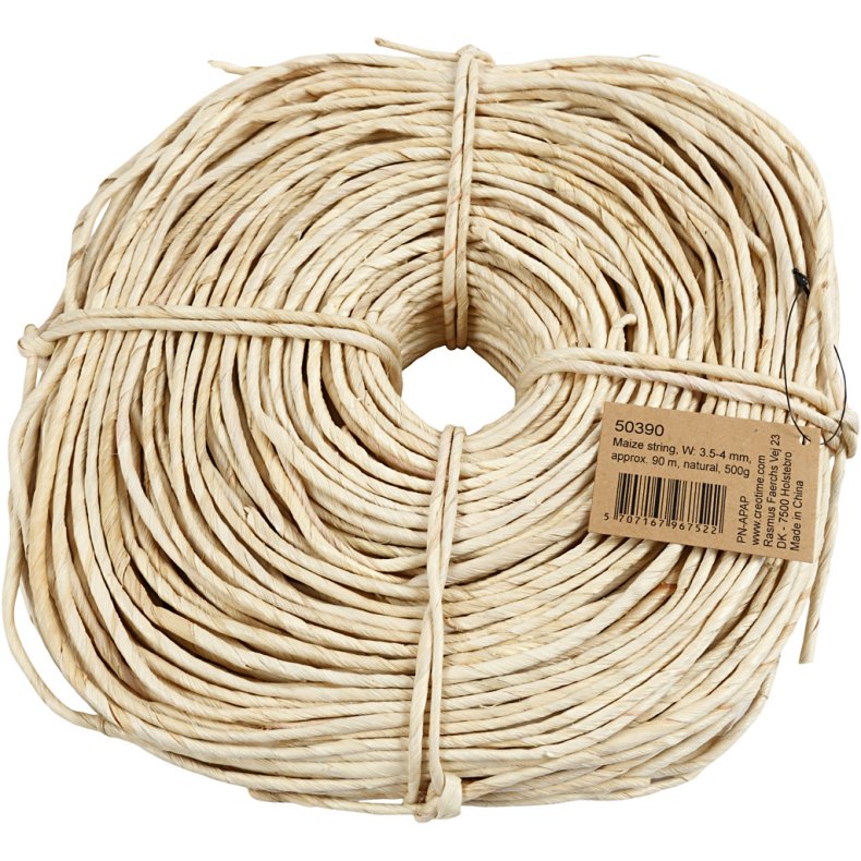 Majssnor, B: 3,5-4 mm, ca. 90 m, natur, 500 g/ 1 bdt.