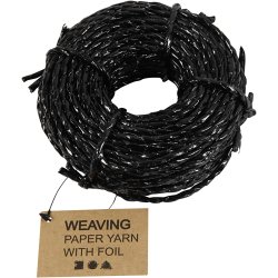 Papirgarn, tykkelse 3,5-4 mm, ca. 25 m, sort, 25 m/ 1 rl.