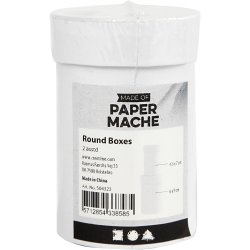 Runde &aelig;sker, H: 7+9 cm, str. 4,5+6 cm, hvid, 2 stk./ 1 s&aelig;t