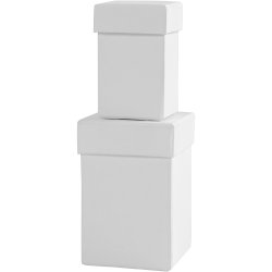 Firkantede &aelig;sker, H: 7+9 cm, str. 4,5+6 cm, hvid, 2 stk./ 1 s&aelig;t