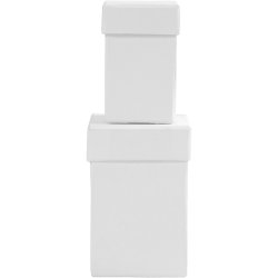 Firkantede &aelig;sker, H: 7+9 cm, str. 4,5+6 cm, hvid, 2 stk./ 1 s&aelig;t