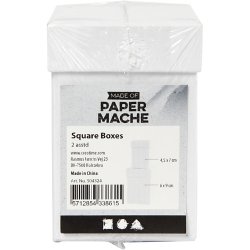 Firkantede &aelig;sker, H: 7+9 cm, str. 4,5+6 cm, hvid, 2 stk./ 1 s&aelig;t