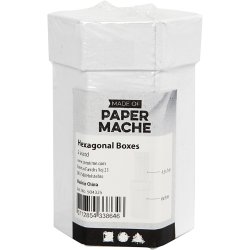 Sekskantede &aelig;sker, H: 7+9 cm, str. 4,5+6 cm, hvid, 2 stk./ 1 s&aelig;t