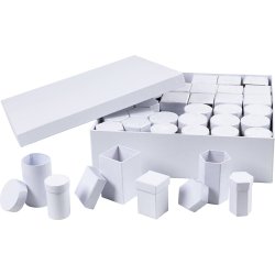 &AElig;sker, H: 7+9 cm, str. 4,5+6 cm, hvid, 36 s&aelig;t/ 1 pk.