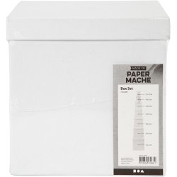 &AElig;sker, firkantede, H: 7,5+10+13+15+18+20+23 cm, str. 7,5+10+13+15+18+20+23 cm, hvid, 7 stk./ 1 s&aelig;t