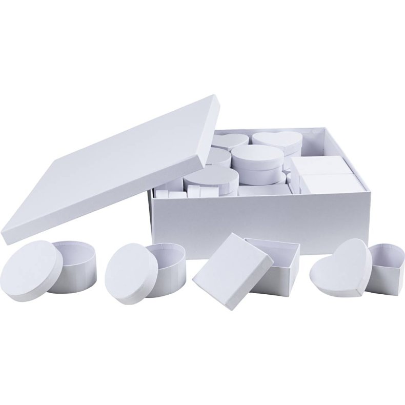 &AElig;sker, H: 5 cm, diam. 10-12 cm, hvid, 27 stk./ 1 pk.