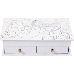 Smykkeskrin, H: 5 cm, str. 18x10,5 cm, hvid, 1 stk.