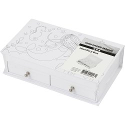 Smykkeskrin, H: 5 cm, str. 18x10,5 cm, hvid, 1 stk.