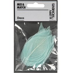 Skeletblade, L: 6-8 cm, lysebl&aring;, 20 stk./ 1 pk.