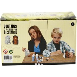 Spareb&oslash;sse, pindsvin og hare, H: 10 cm, hvid, 2 stk./ 1 pk.