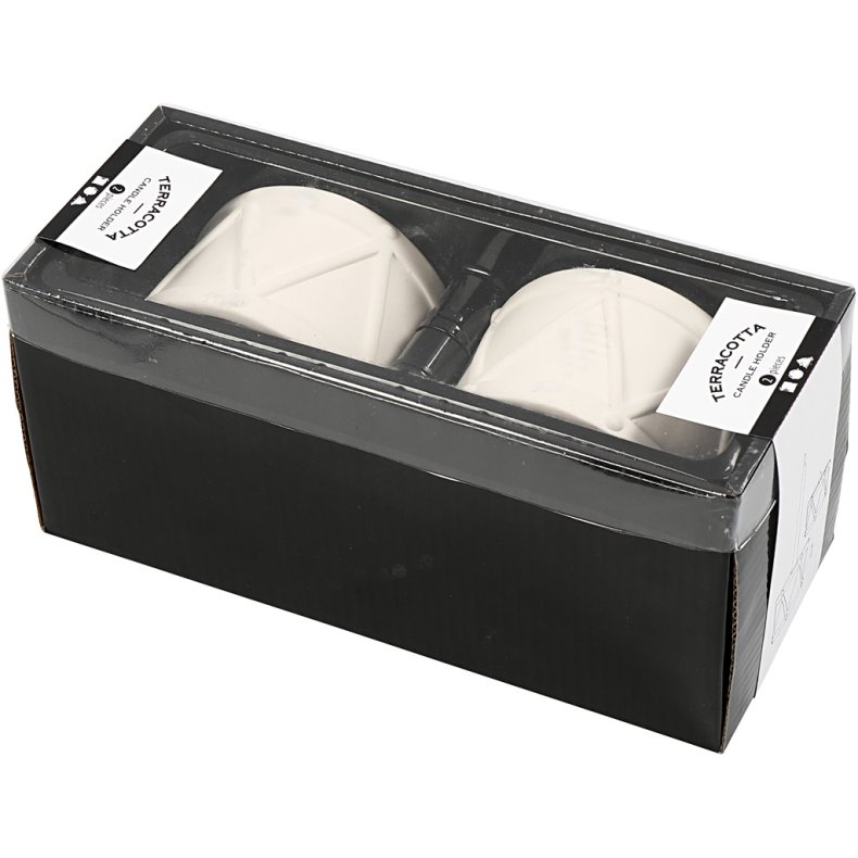 Lysestage, H: 6,6 cm, diam. 9,3 cm, hulstr. 2,2+4 cm, hvid, 2 stk./ 1 pk.