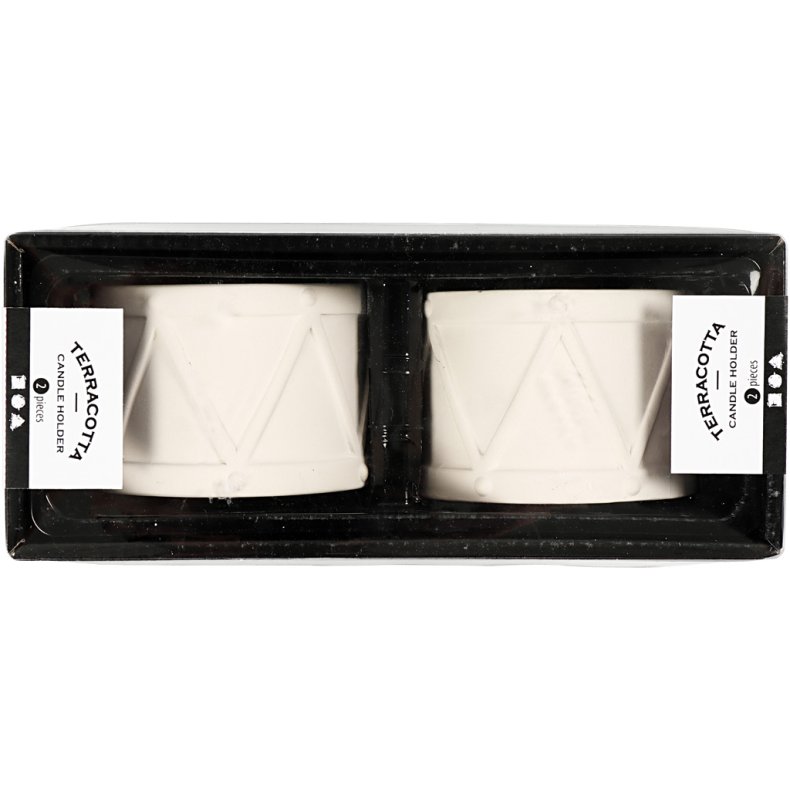 Lysestage, H: 6,6 cm, diam. 9,3 cm, hulstr. 2,2+4 cm, hvid, 2 stk./ 1 pk.