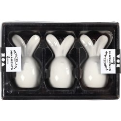 Hare, H: 6,7 cm, diam. 3,6 cm, hvid, 3 stk./ 1 pk.