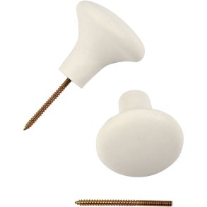 Terrakottaknage, H: 5,1 cm, diam. 5,4 cm, hvid, 4 stk./ 1 pk.