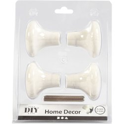 Terrakottaknage, H: 5,1 cm, diam. 5,4 cm, hvid, 4 stk./ 1 pk.