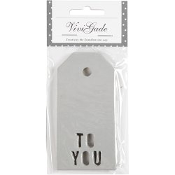 Manilam&aelig;rker, TO YOU, str. 5x10 cm, 300 g, s&oslash;lv, 15 stk./ 1 pk.