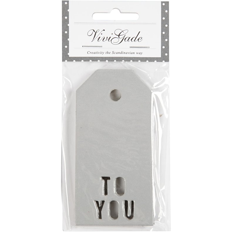 Manilam&aelig;rker, TO YOU, str. 5x10 cm, 300 g, s&oslash;lv, 15 stk./ 1 pk.