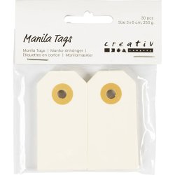 Manilam&aelig;rker, str. 3x6 cm, 250 g, creme, 30 stk./ 1 pk.