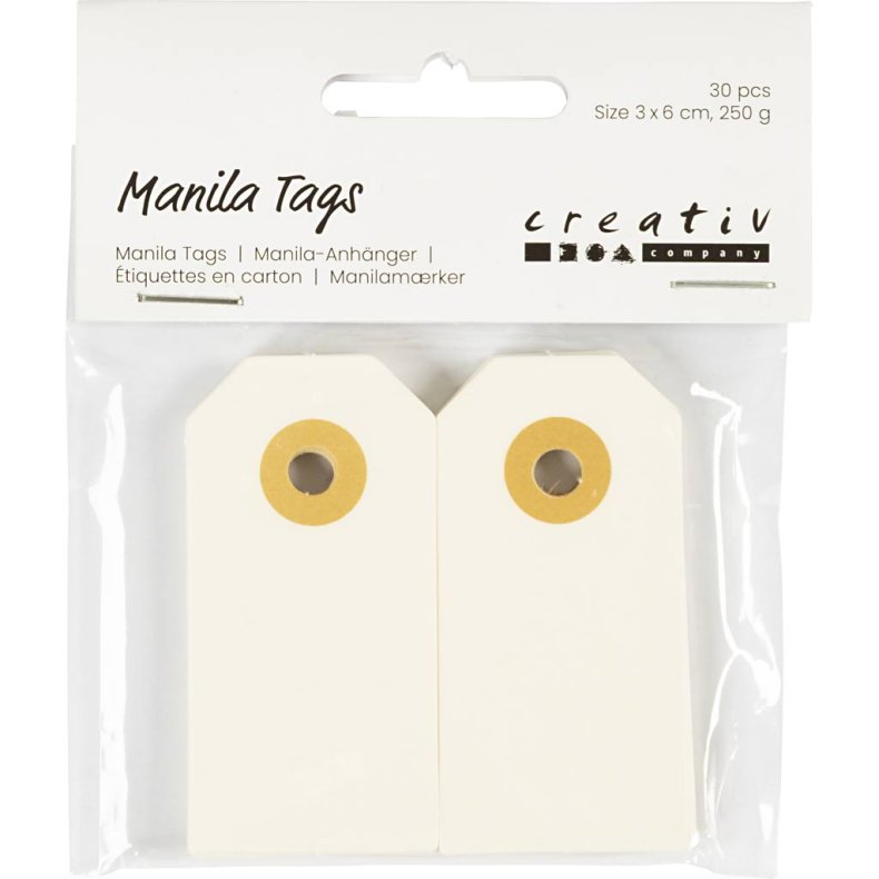 Manilam&aelig;rker, str. 3x6 cm, 250 g, creme, 30 stk./ 1 pk.
