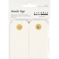Manilam&aelig;rker, str. 4x8 cm, 250 g, creme, 20 stk./ 1 pk.