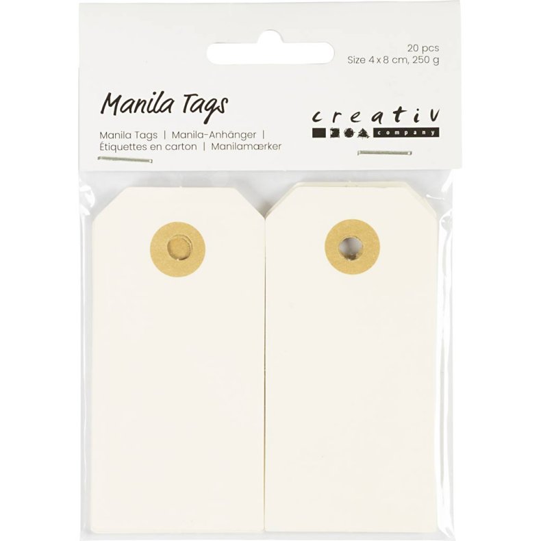 Manilam&aelig;rker, str. 4x8 cm, 250 g, creme, 20 stk./ 1 pk.