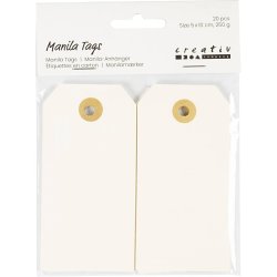Manilam&aelig;rker, str. 5x10 cm, 250 g, creme, 20 stk./ 1 pk.