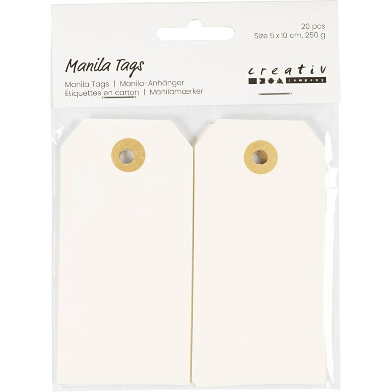 Manilam&aelig;rker, str. 5x10 cm, 250 g, creme, 20 stk./ 1 pk.