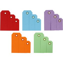 Manilam&aelig;rker, str. 3x6+4x8+5x10 cm, 220 g, ass. farver, 500 stk./ 1 pk.